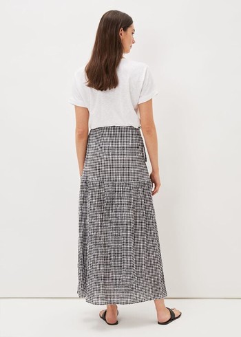 Phase Eight Tyrina Cotton Gingham Wrap Skirts Black/White USA | 4215938-UF